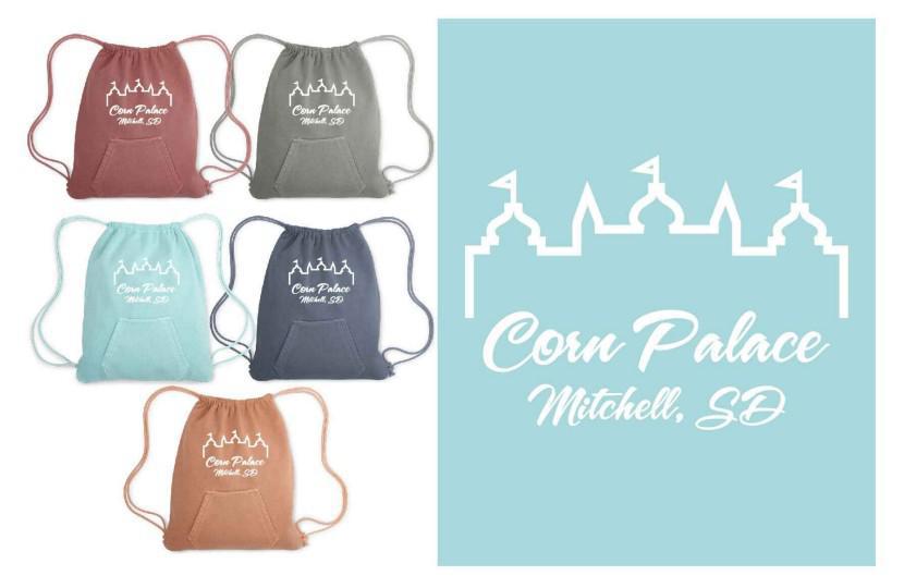 Drawstring Bag Corn Palace Outline