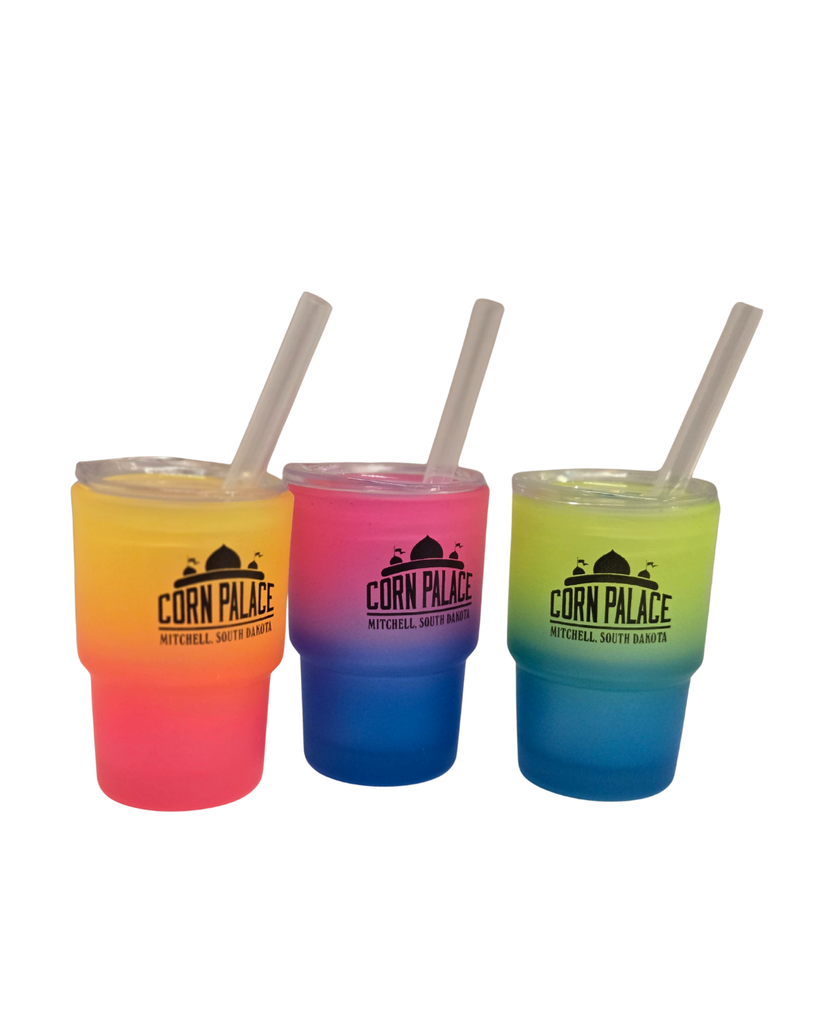 Rainbow Tumbler Shot Glass / Straw / Logo - Corn Palace Gift Shop